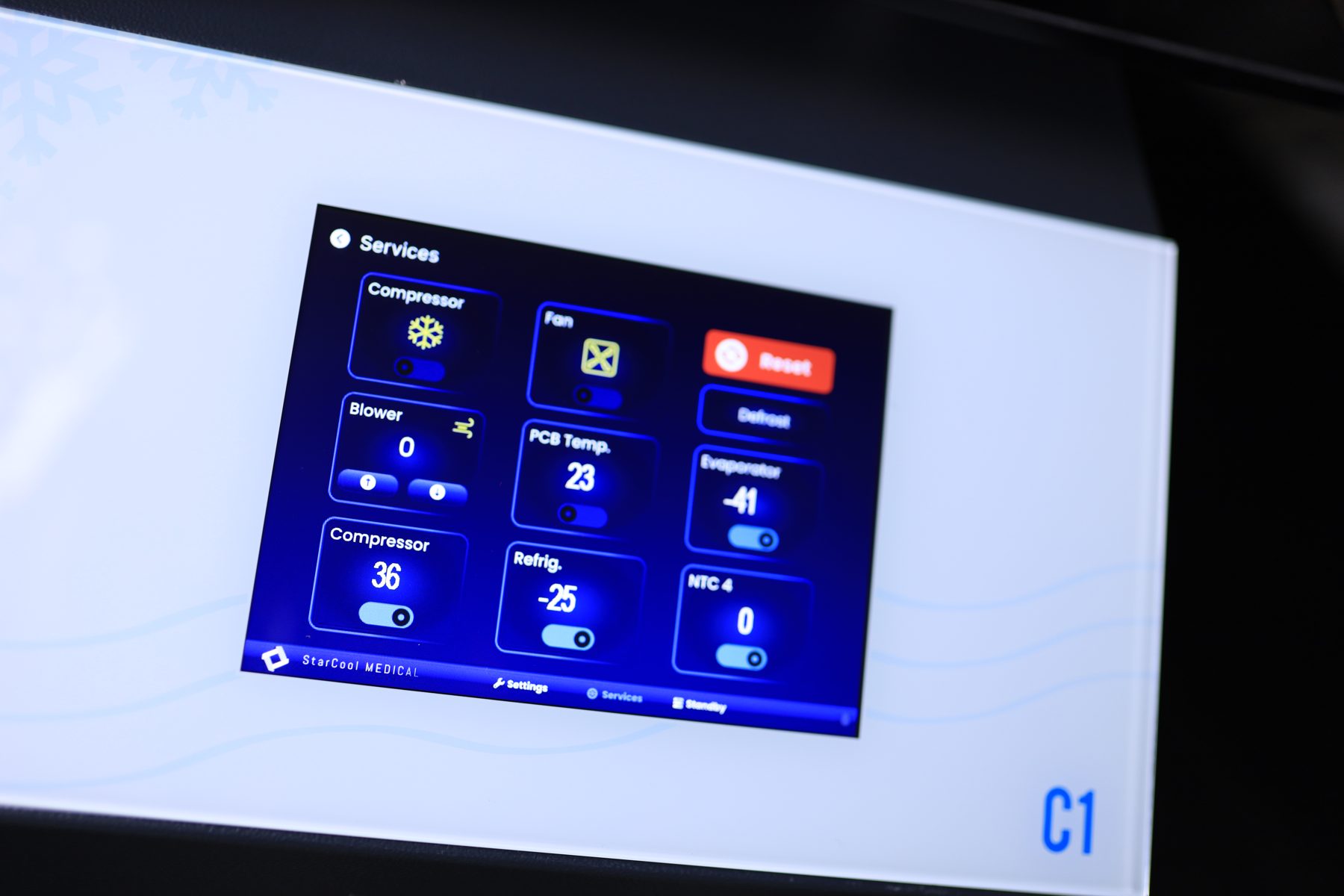 Touchscreen services menu